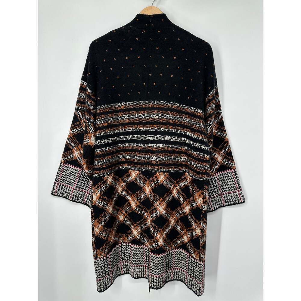 Maxsport Long Cardigan Chunky Knit Southwestern Plaid Boho Oversized Sweater - Picture 7 of 10
